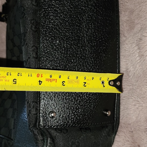 Authentic black Gucci canvas satchel with black leather handle - Picture 10 of 11